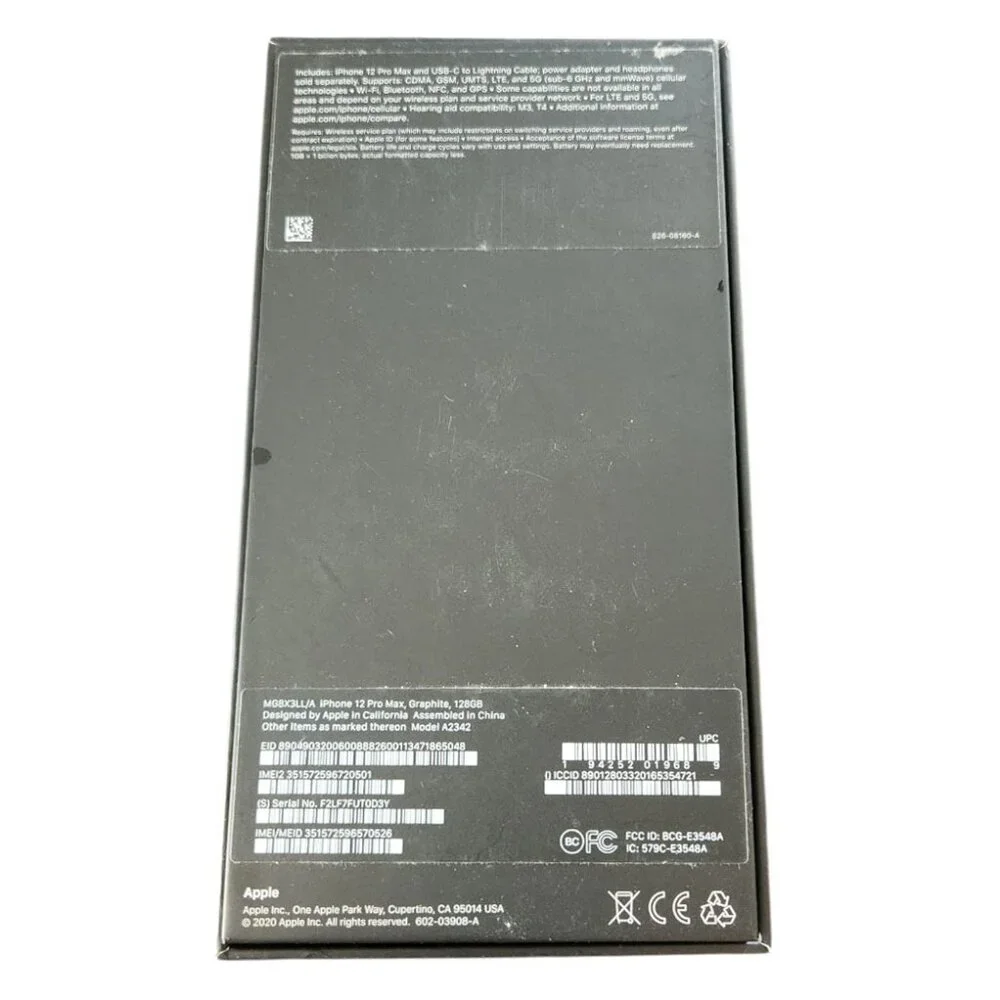 Apple IPhone 12 Pro Max Graphite 128gb EMPTY BOX ONLY